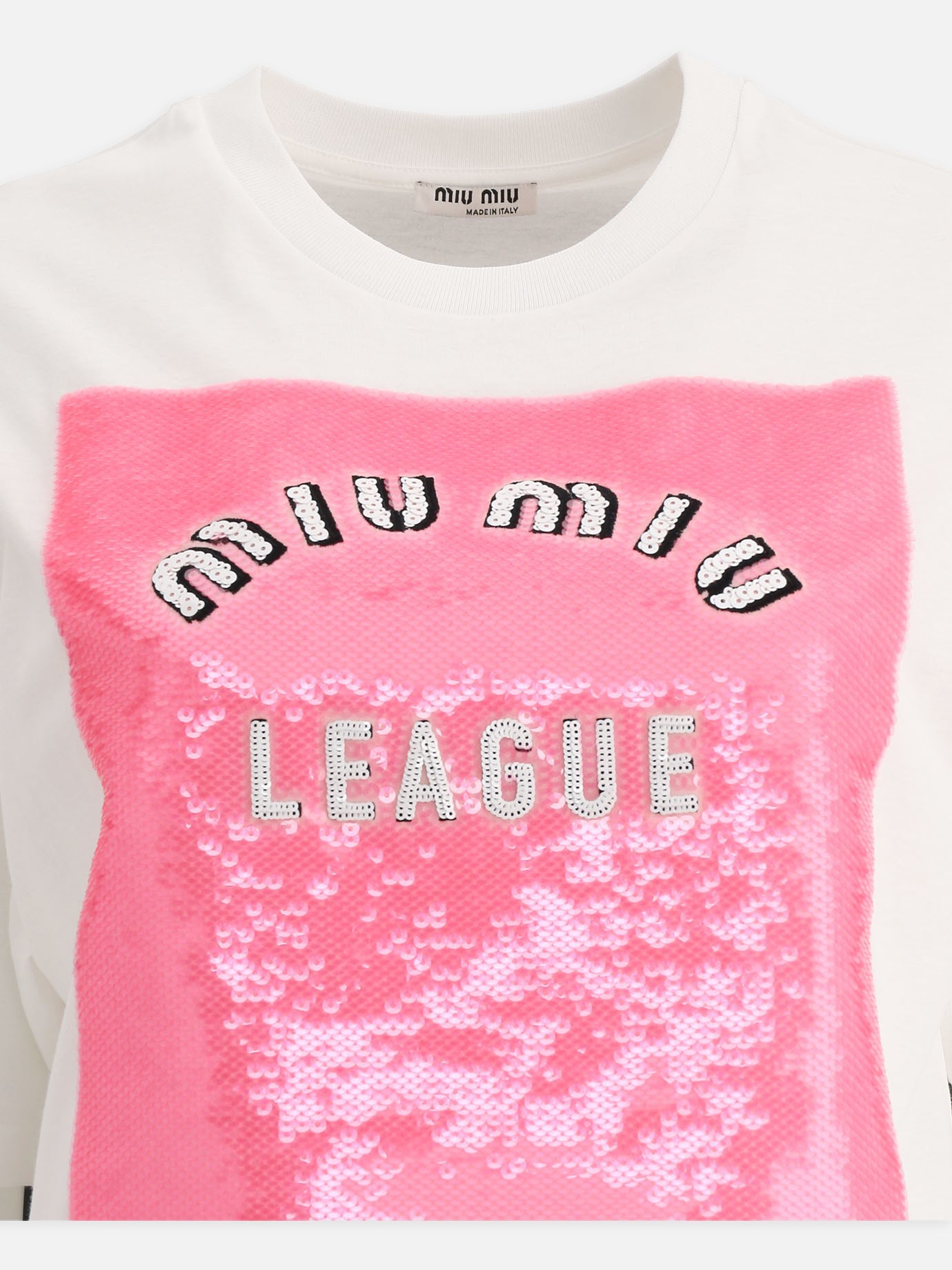  League  sequin t-shirt by Miu Miu