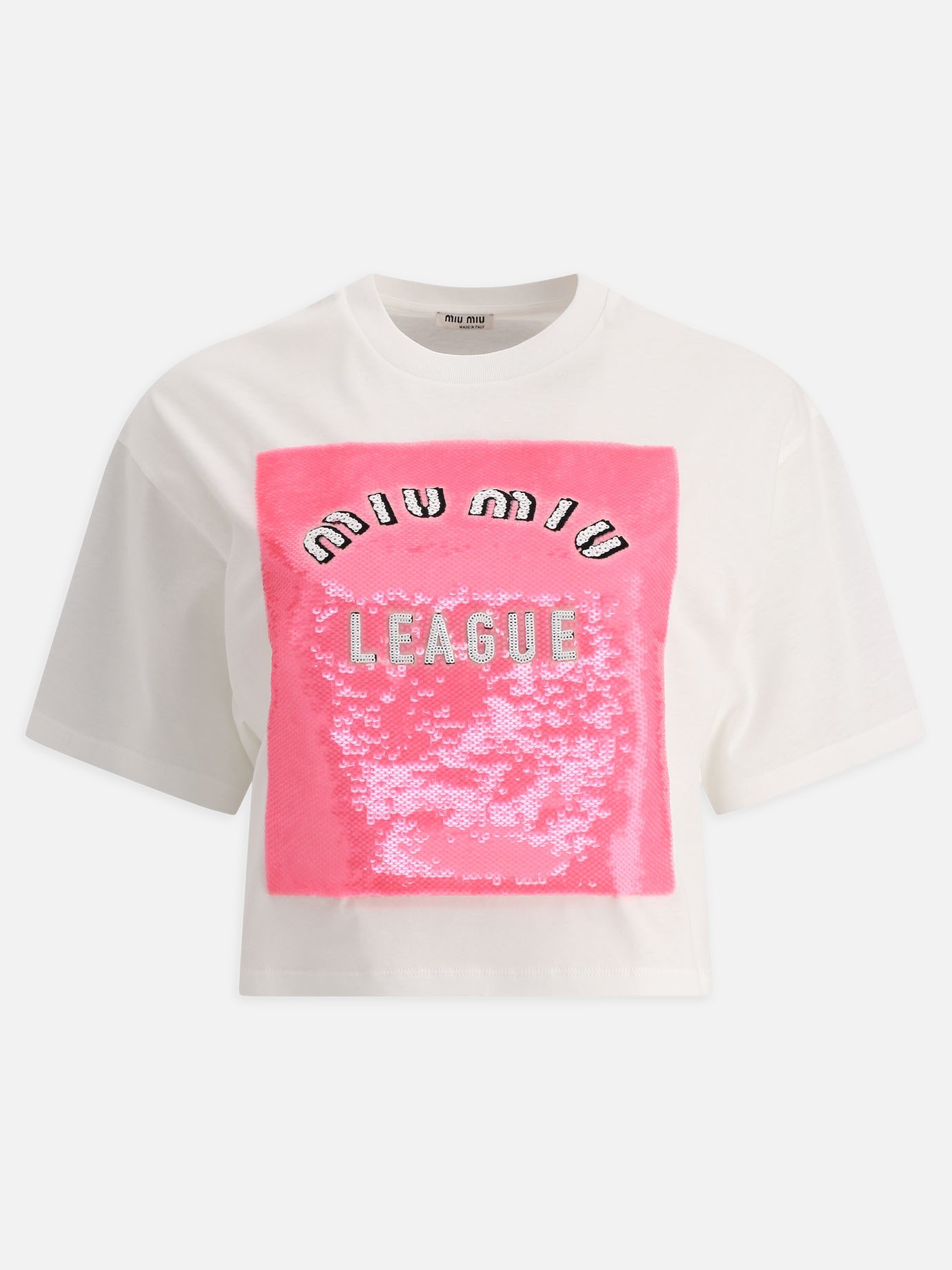  League  sequin t-shirt by Miu Miu