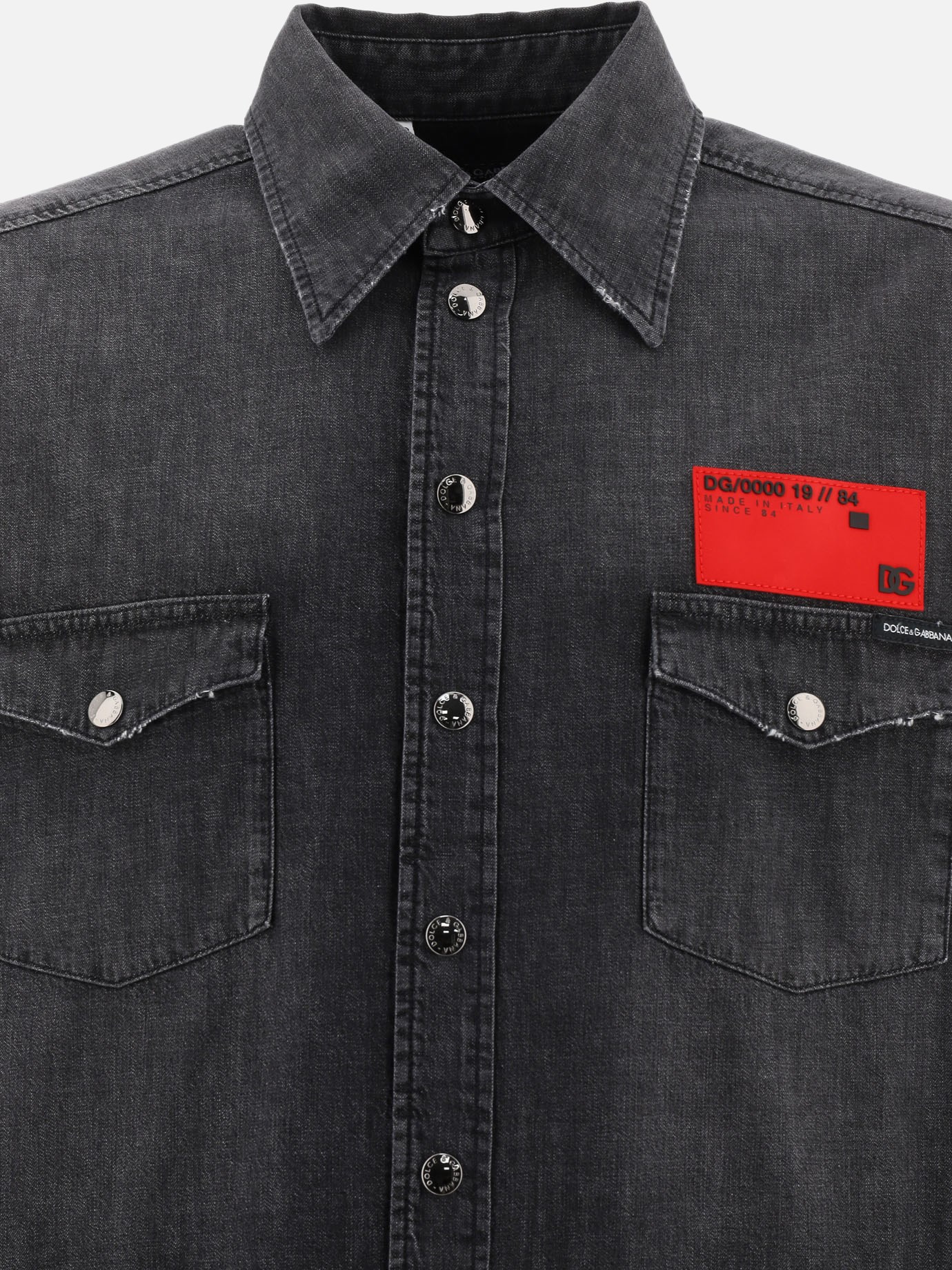 Denim shirt with patch by Dolce & Gabbana