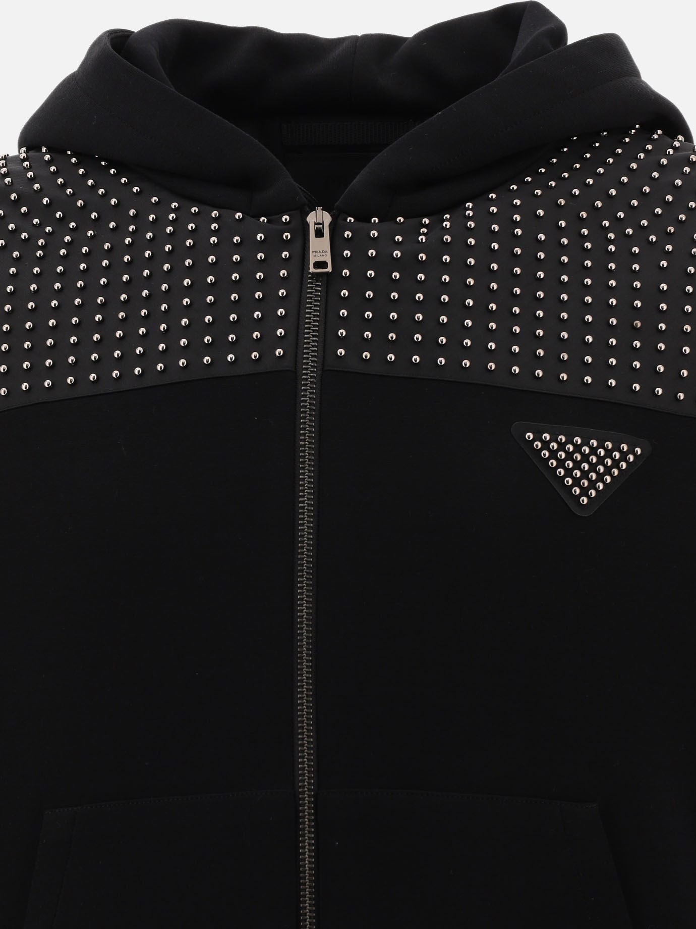  Double  hoodie with studs by Prada