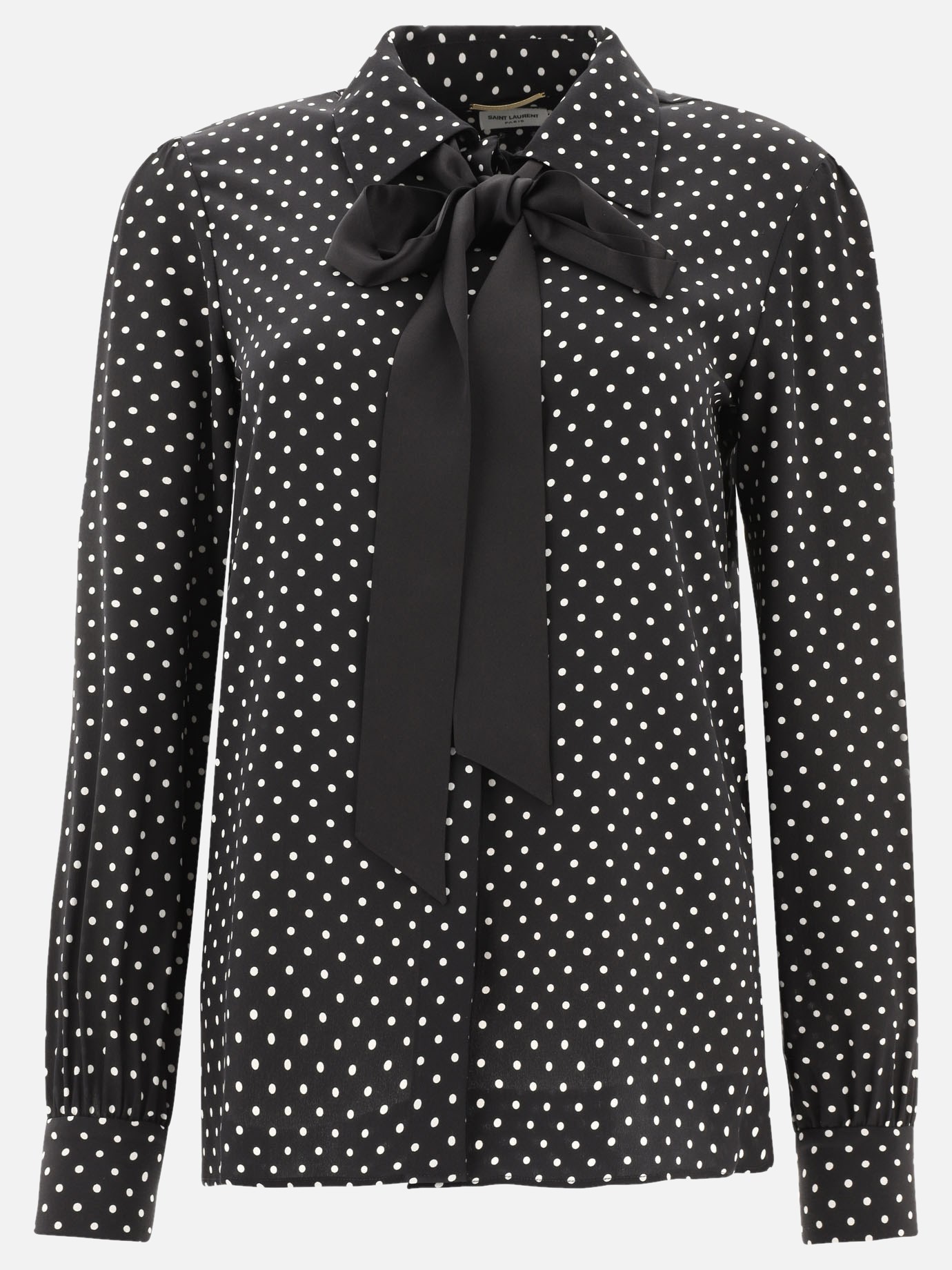 Polka dot blouse with bow