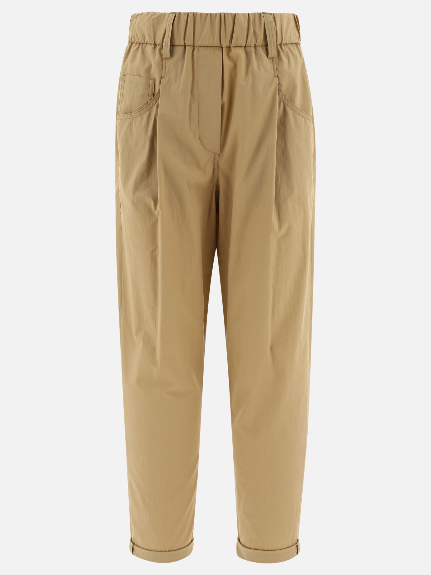 Stretch trousers with cuffs