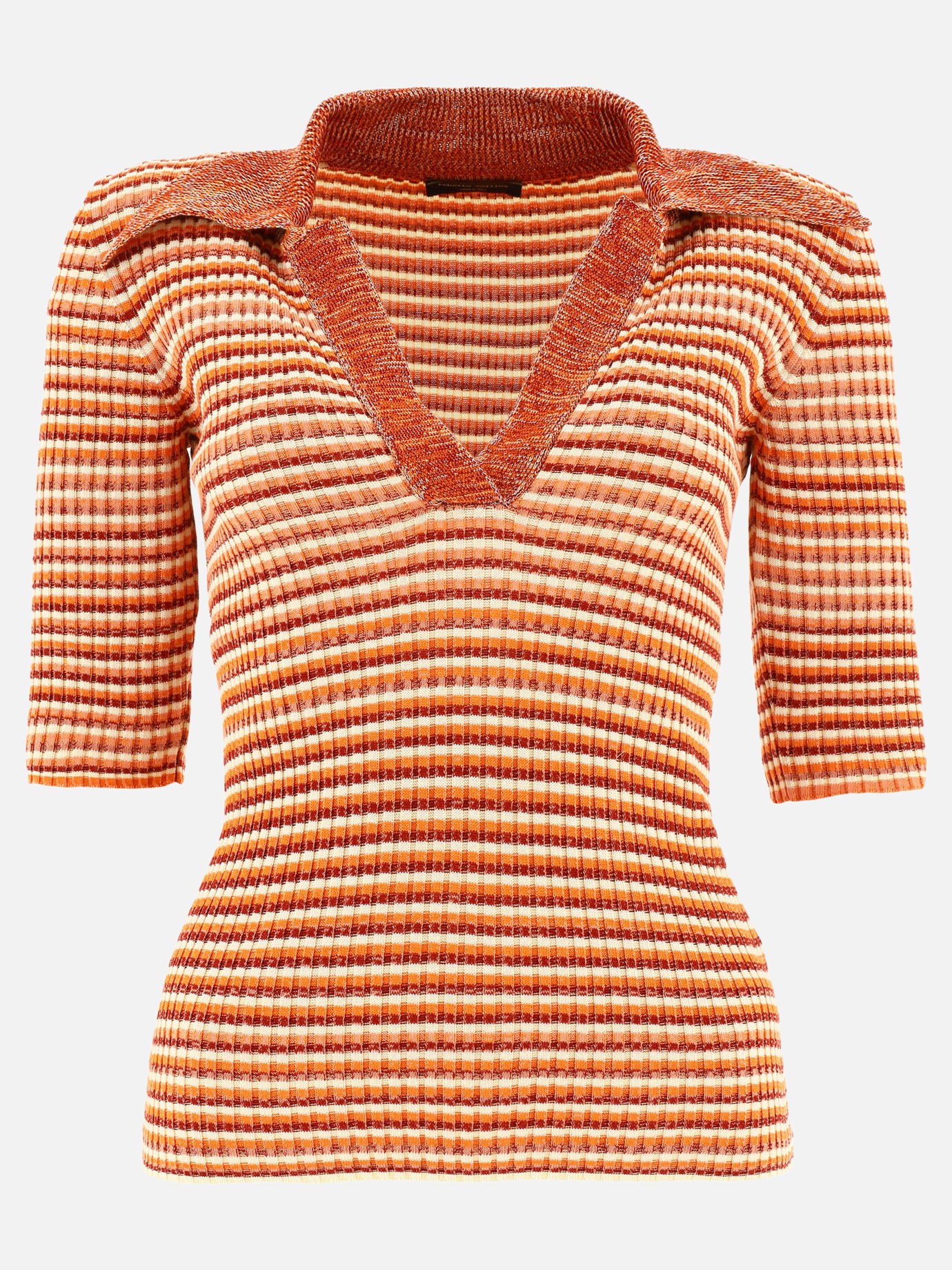 Striped knit polo shirt
