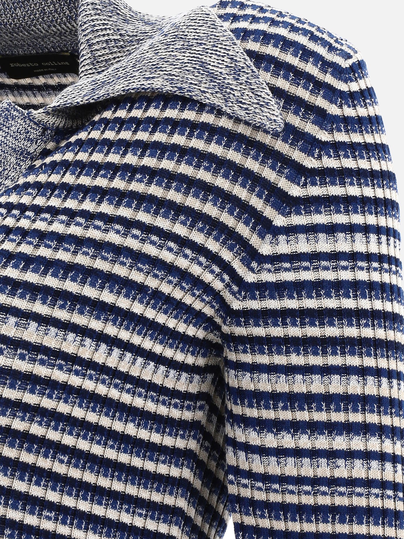Striped knit polo shirt by Roberto Collina