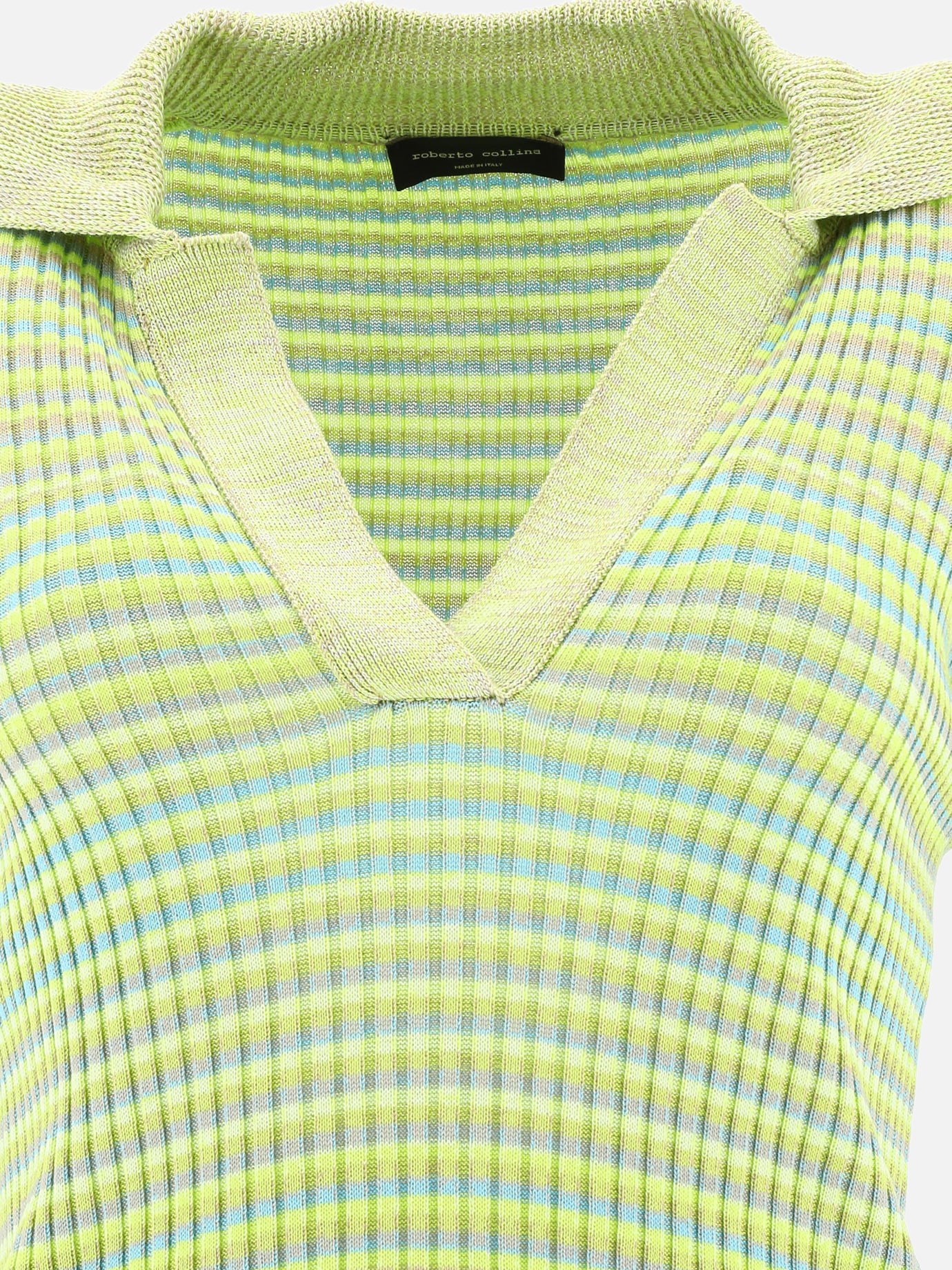 Striped knit polo shirt by Roberto Collina