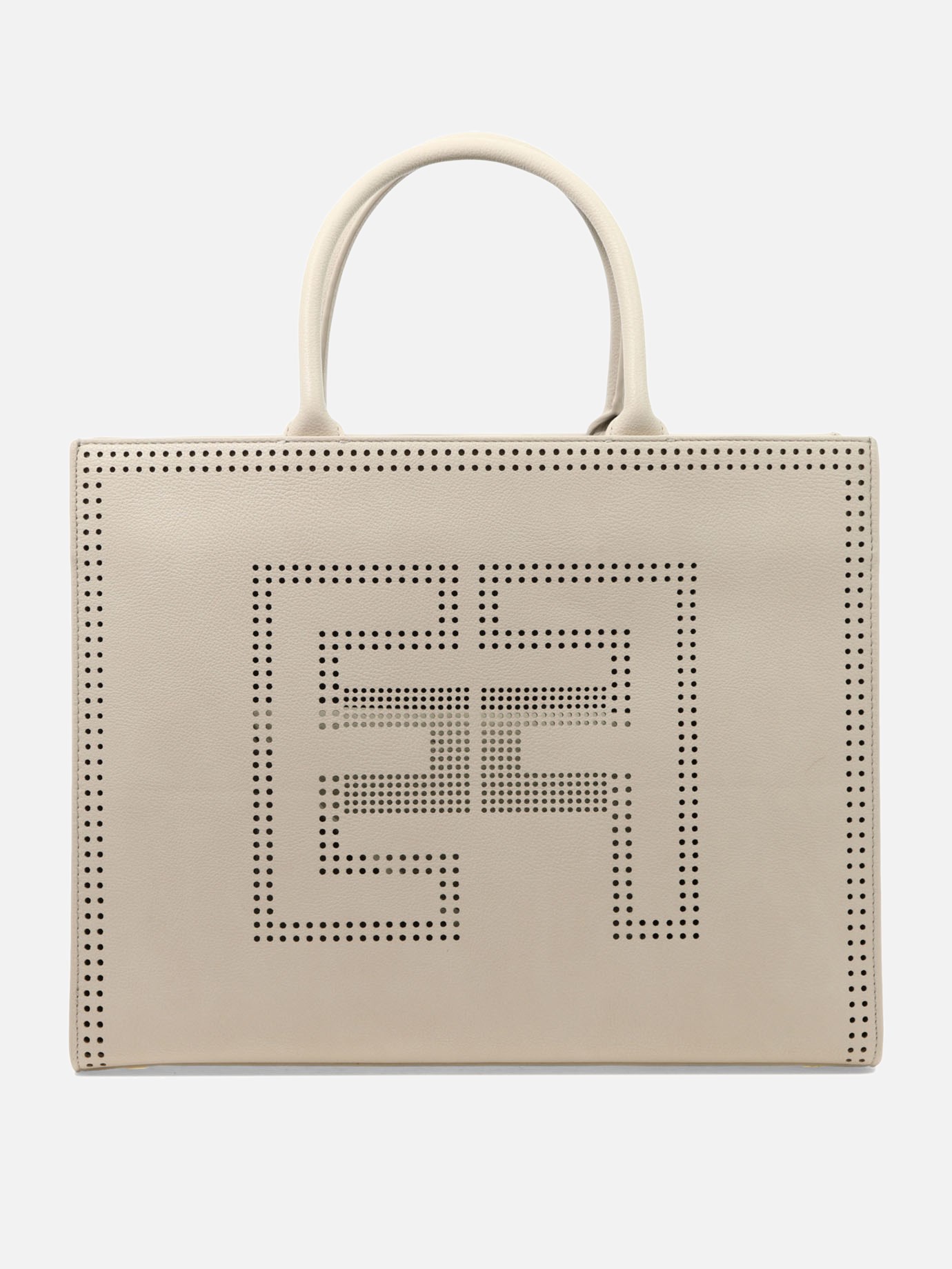 Handbag with perforated logo