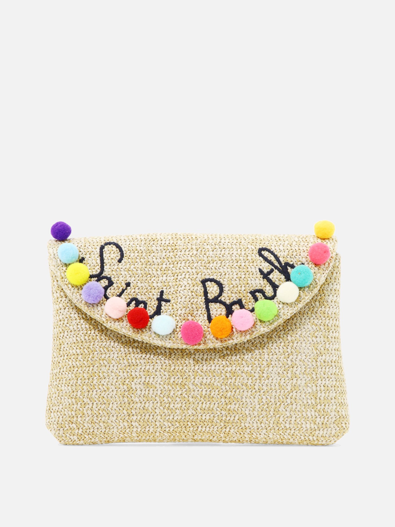 Straw clutch with embroidery