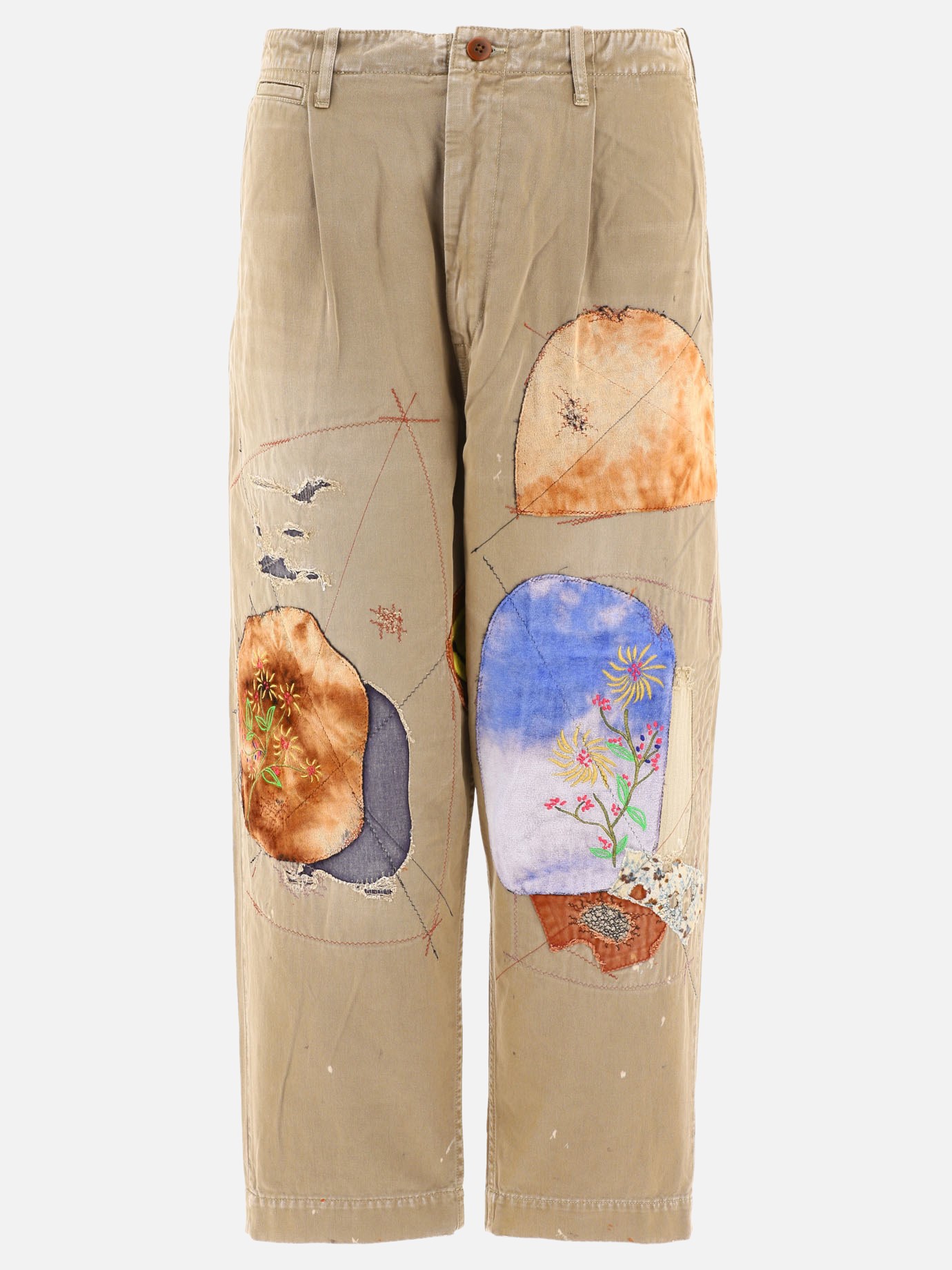 Trousers with patchwork