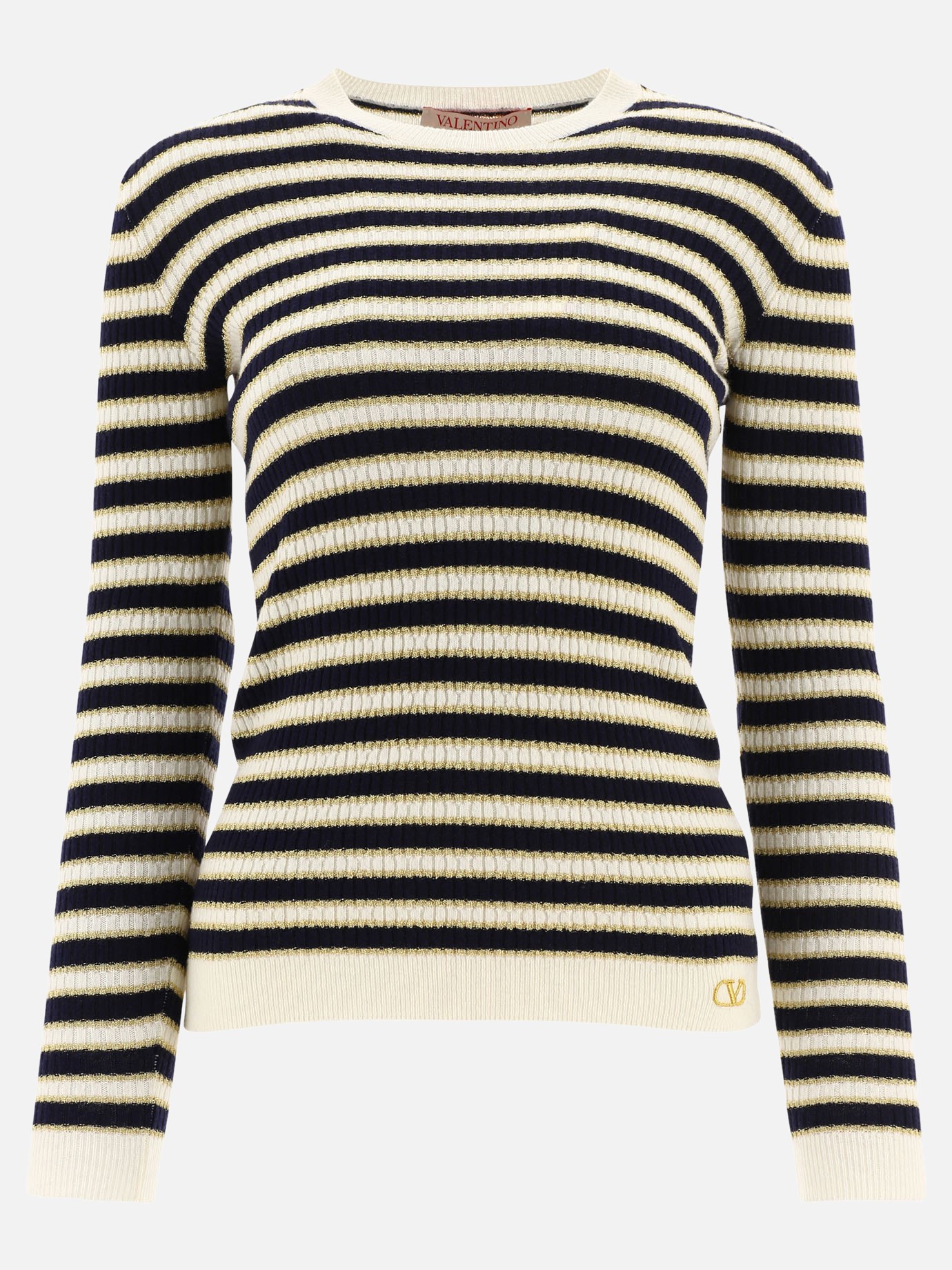 Striped lamé sweater