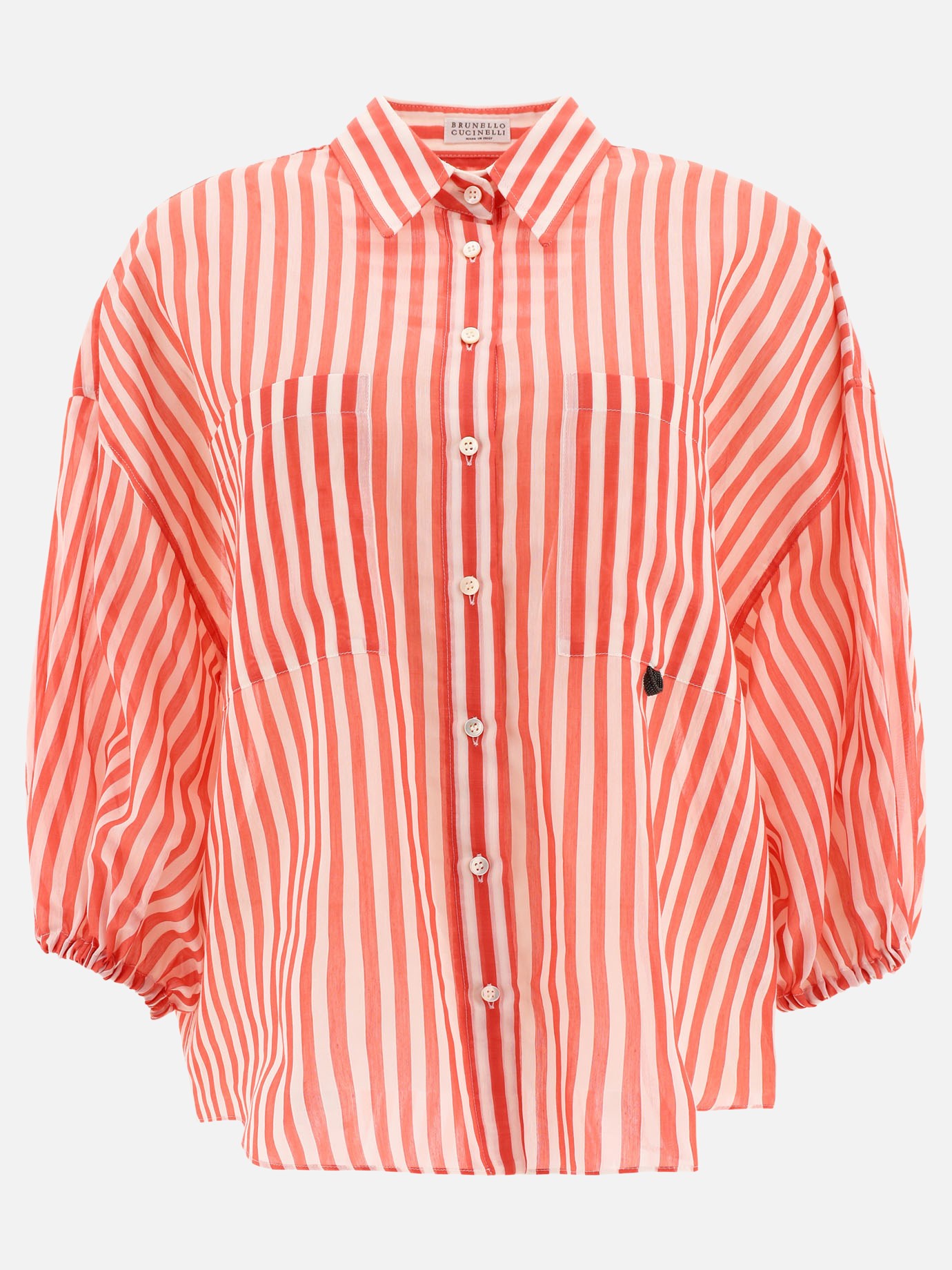 Striped shirt with puff sleeves