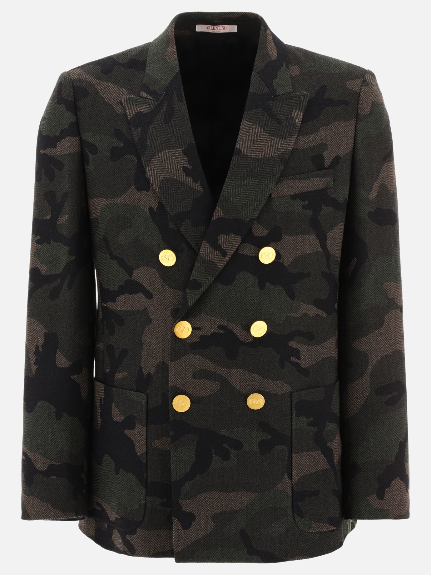 Double-breasted camouflage blazer