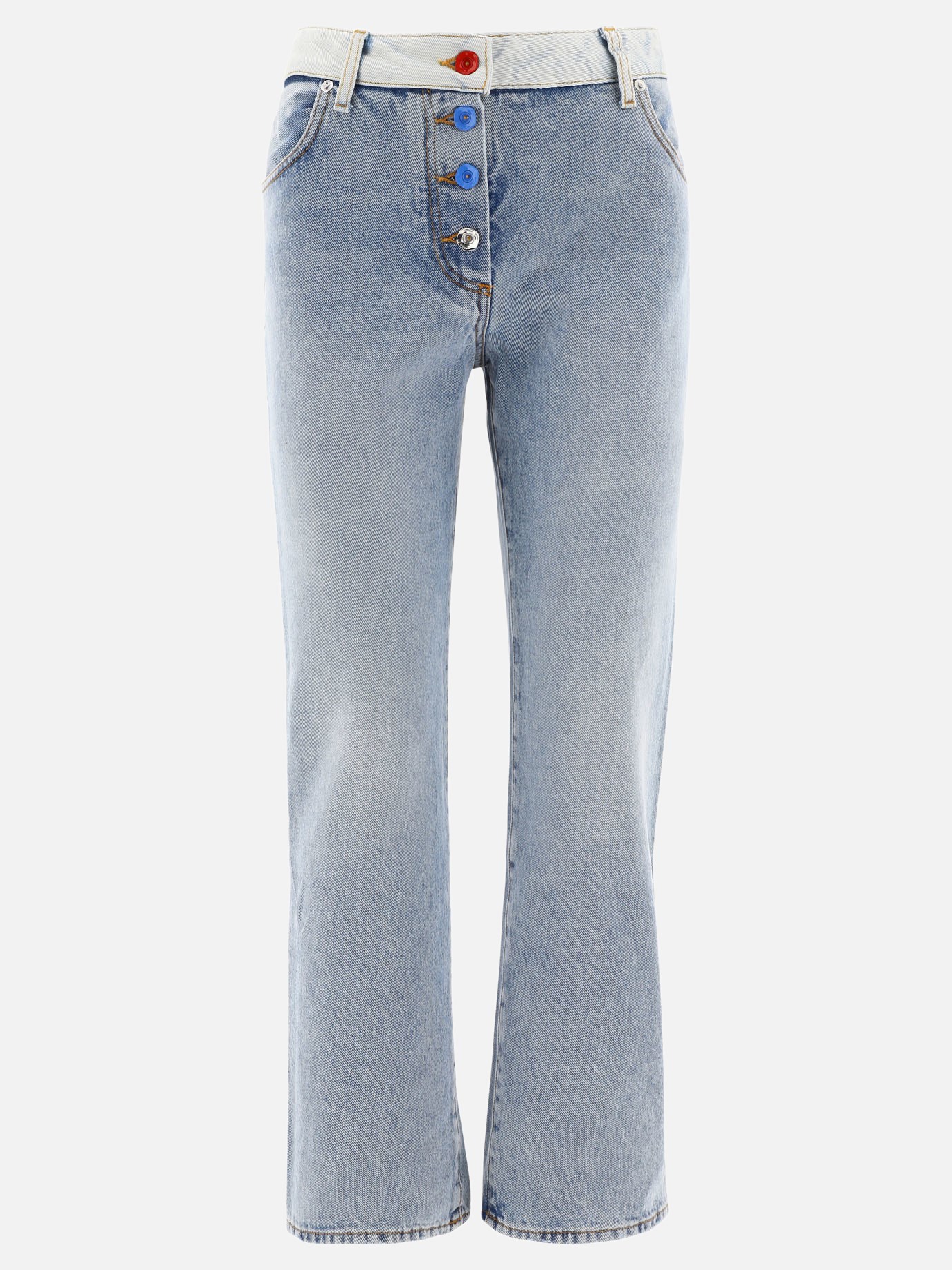 Flared jeans with buttons