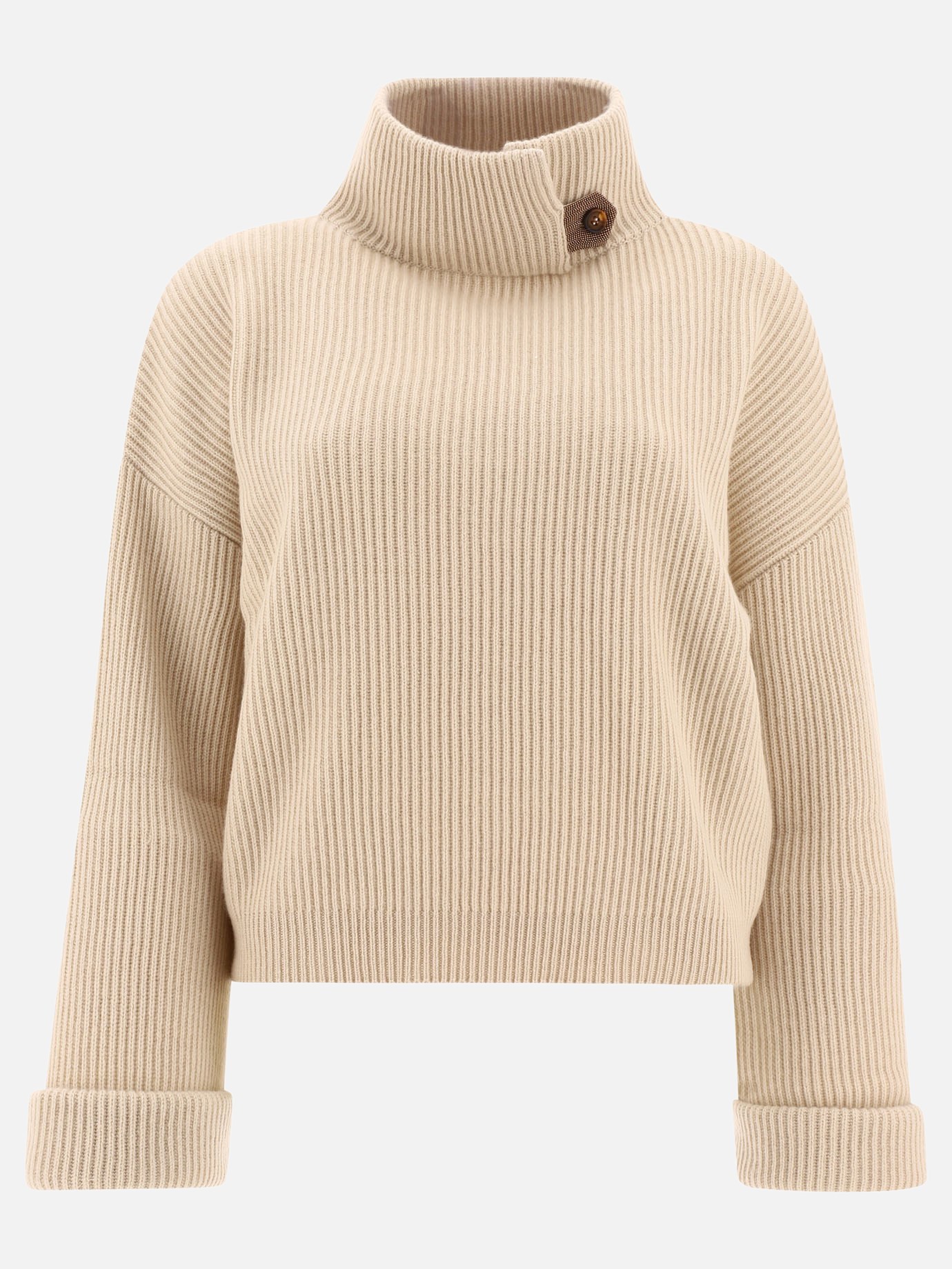 Ribbed sweater with neck detail