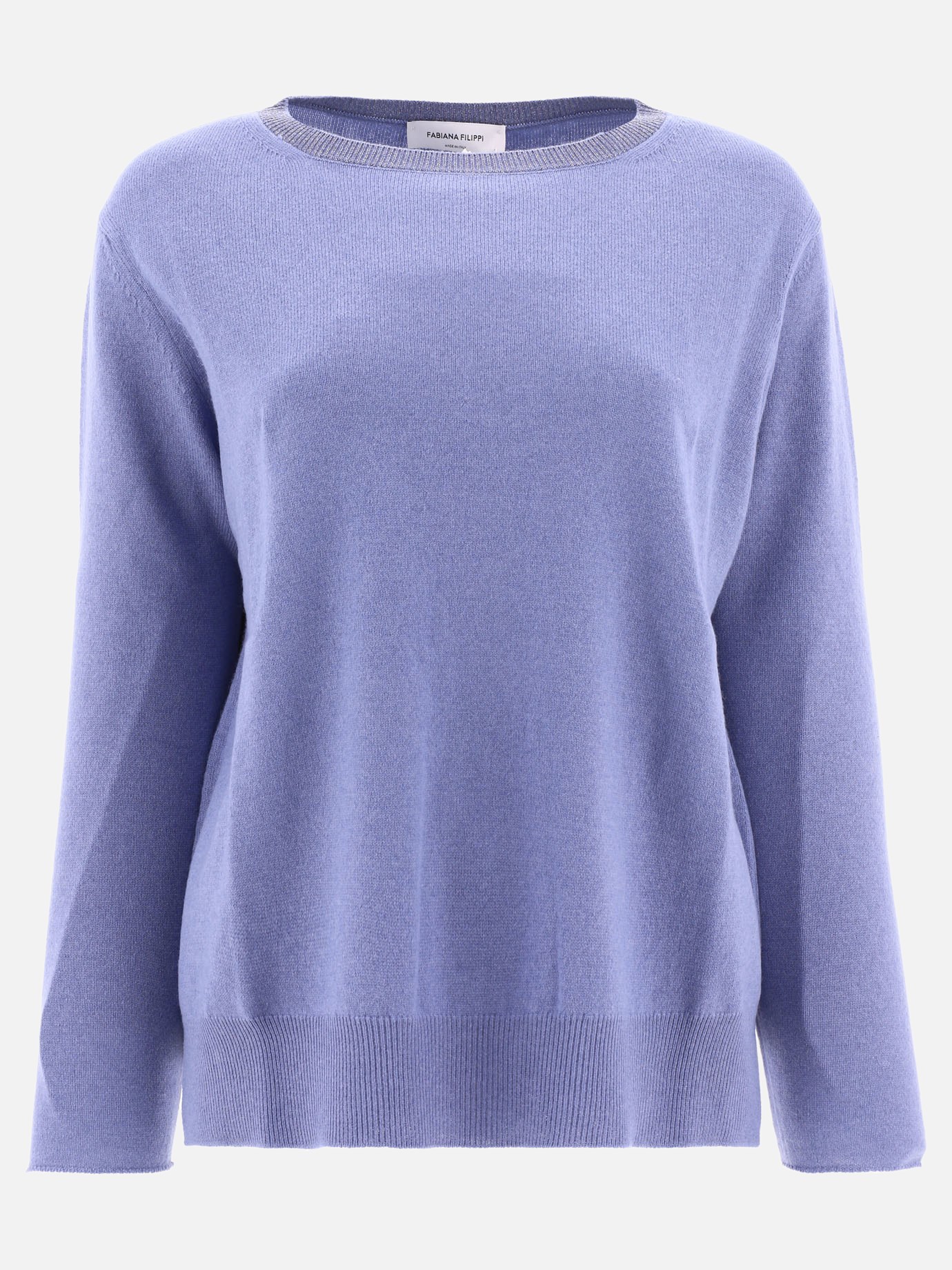 Sweater with lamé collar