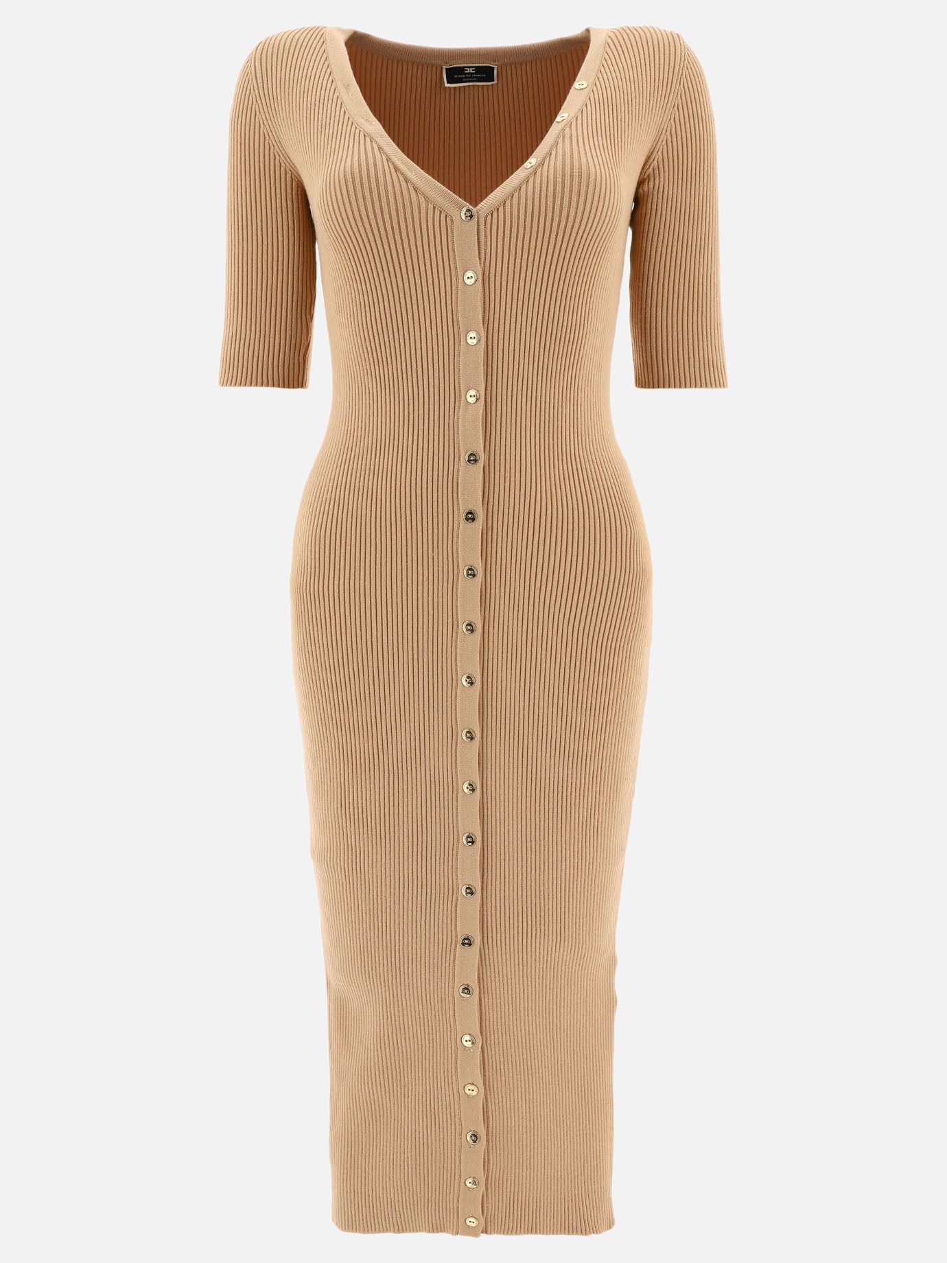 Ribbed dress with buttons