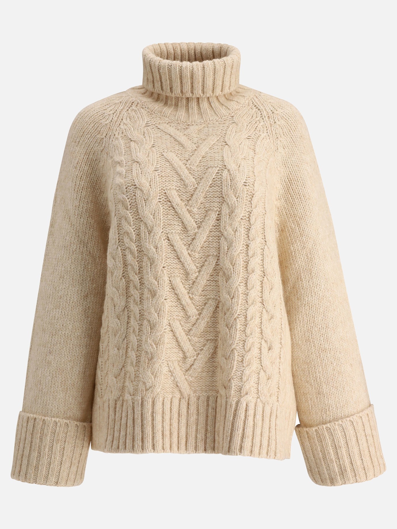 Cable-knit turtleneck sweater