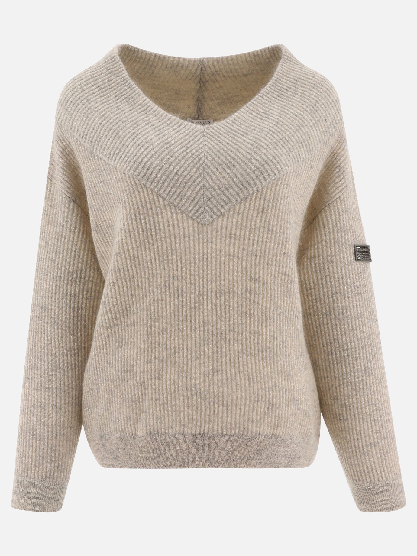 Ribbed lamé sweater
