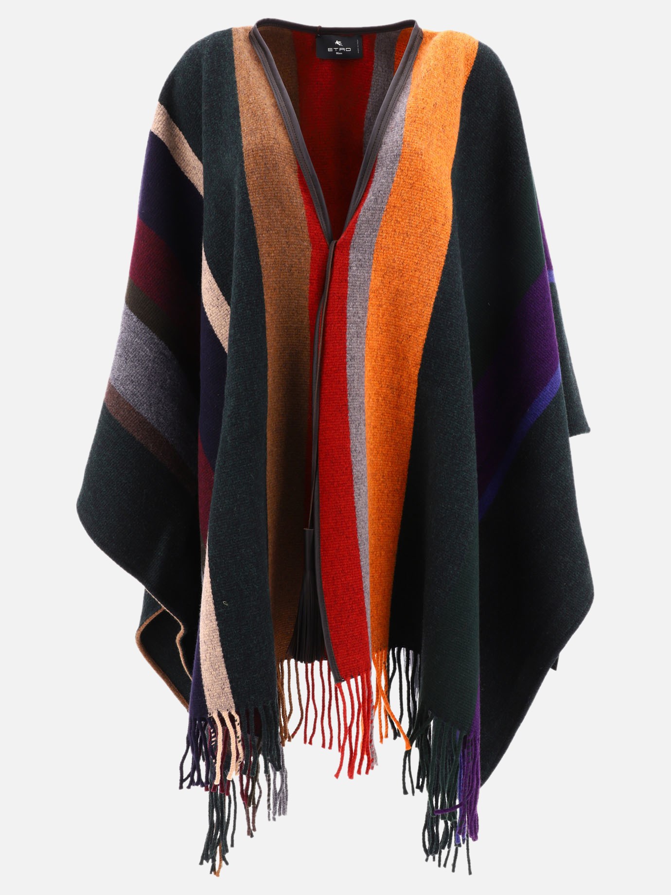Striped and fringed cape