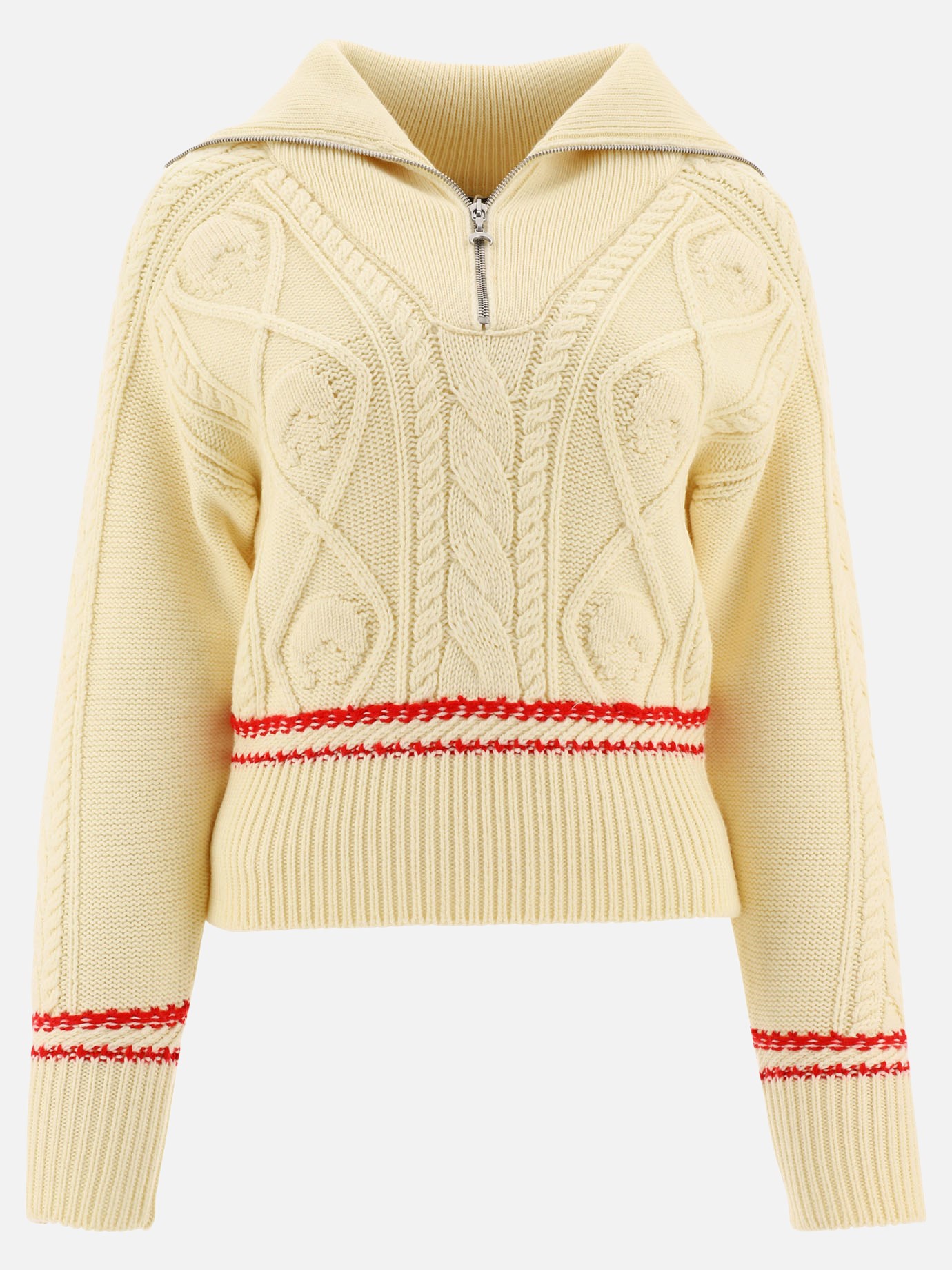 Cable-knit sweater with zip