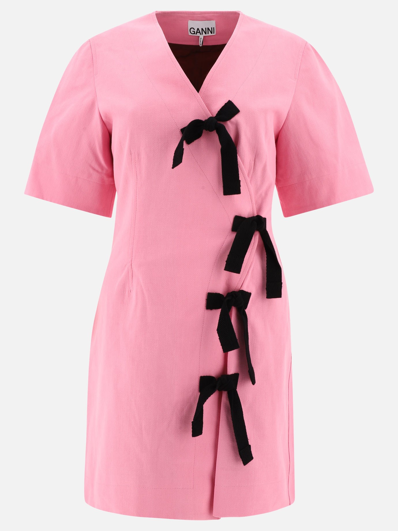 Asymmetric dress with ribbons