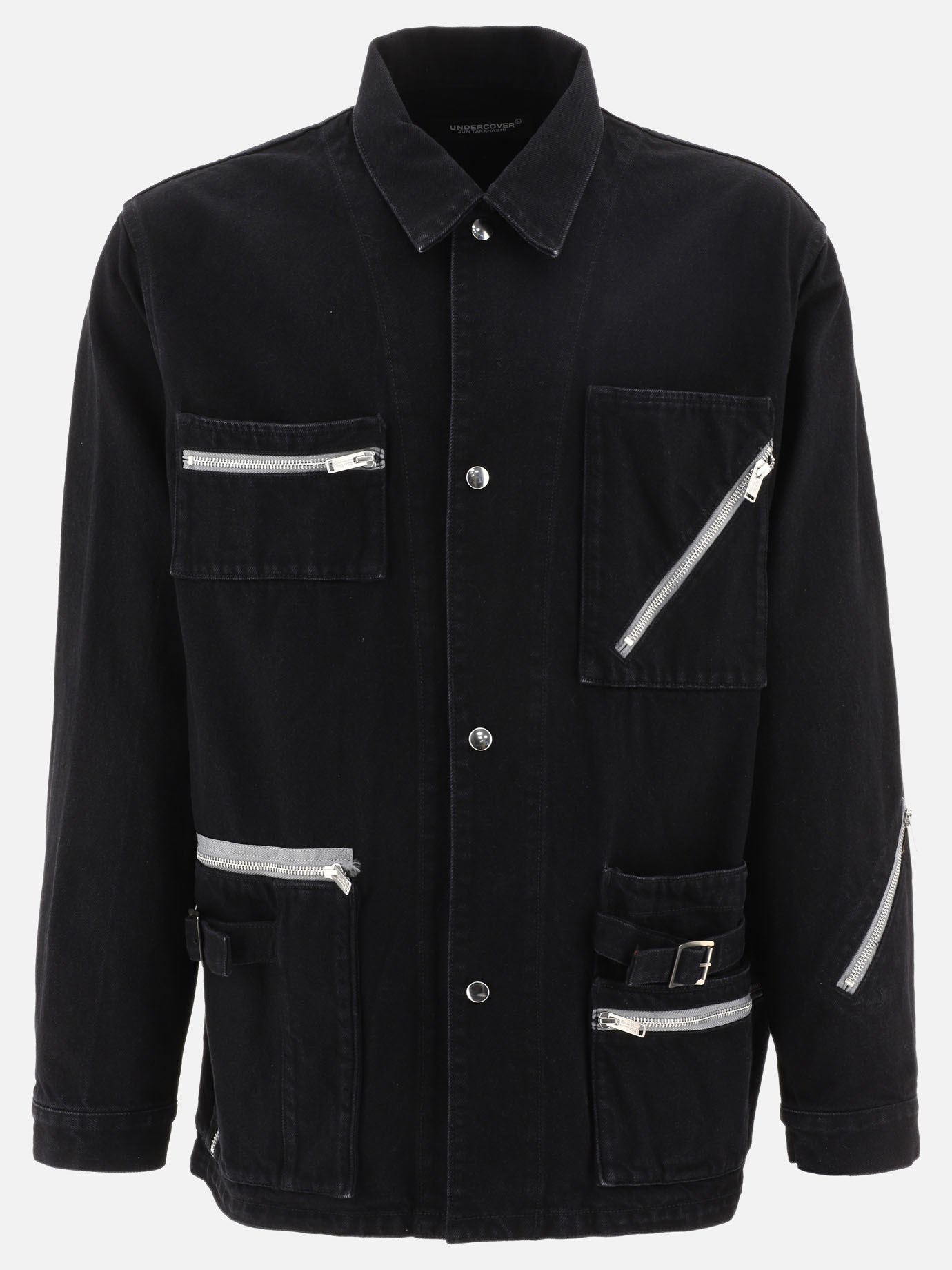 Zip-detailed denim jacket