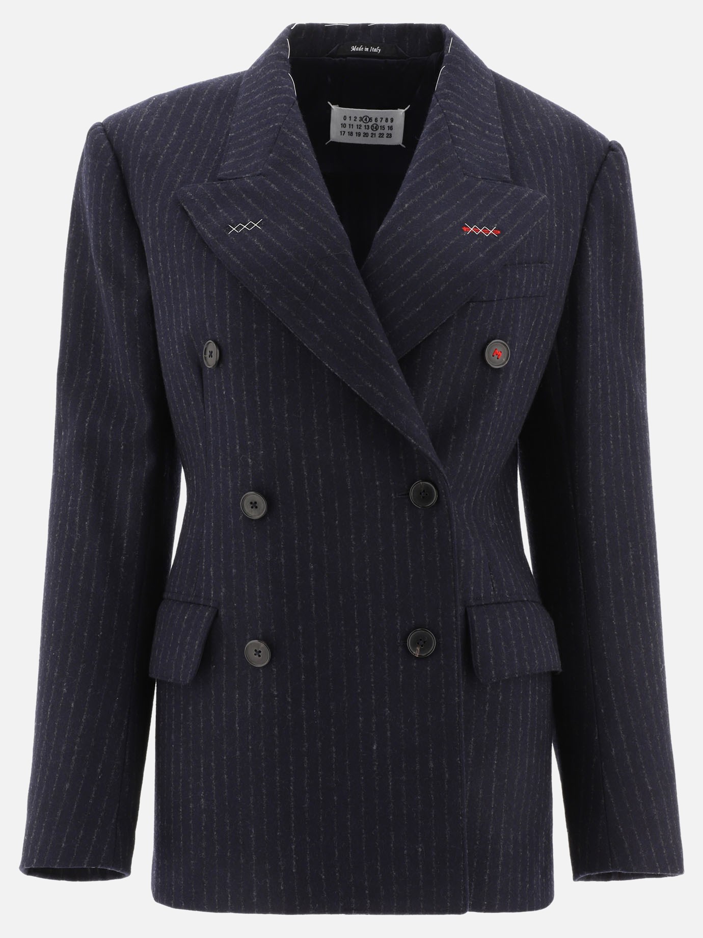 Pinstriped double-breasted blazer