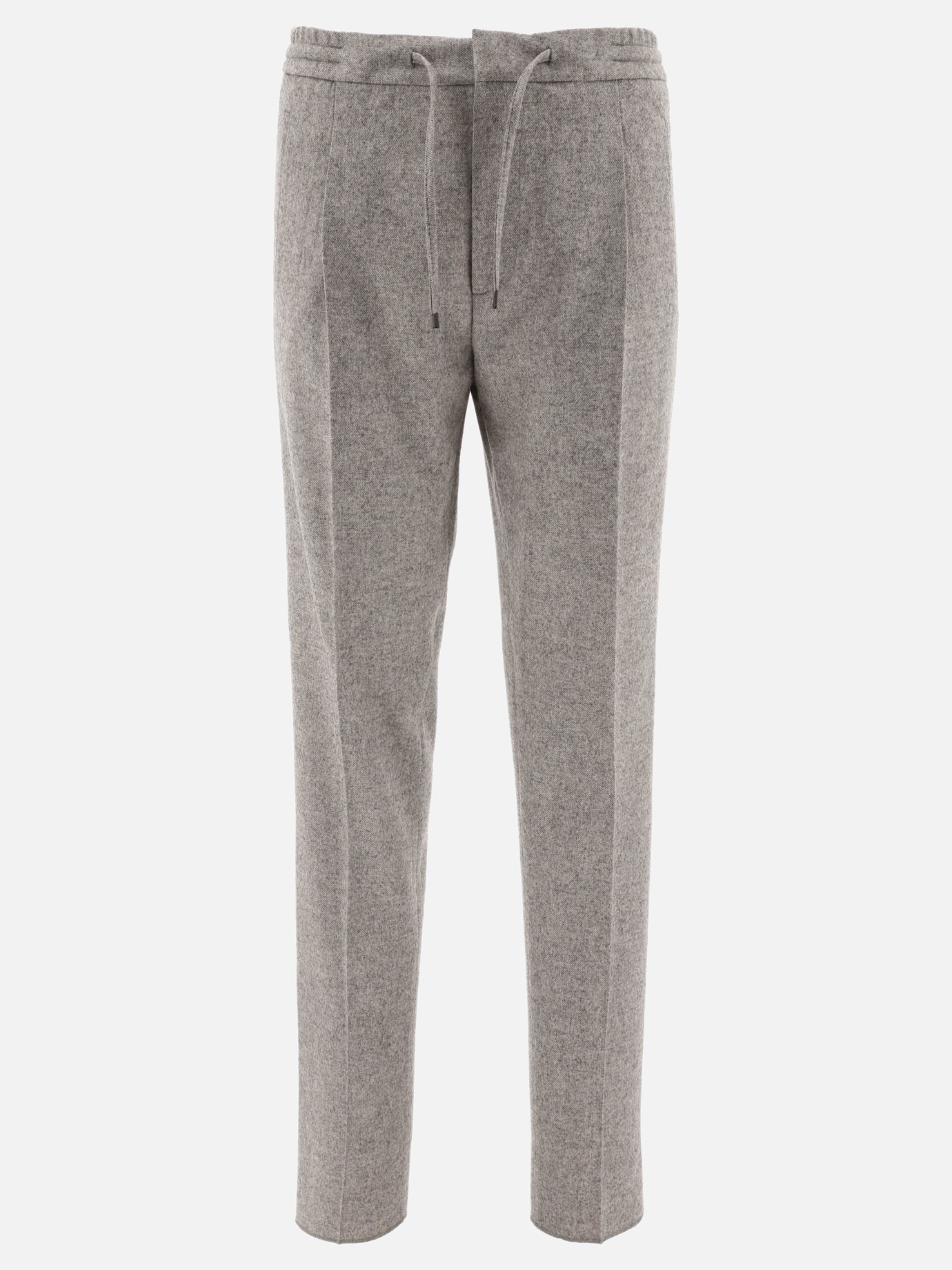 Wool trousers with drawstrings