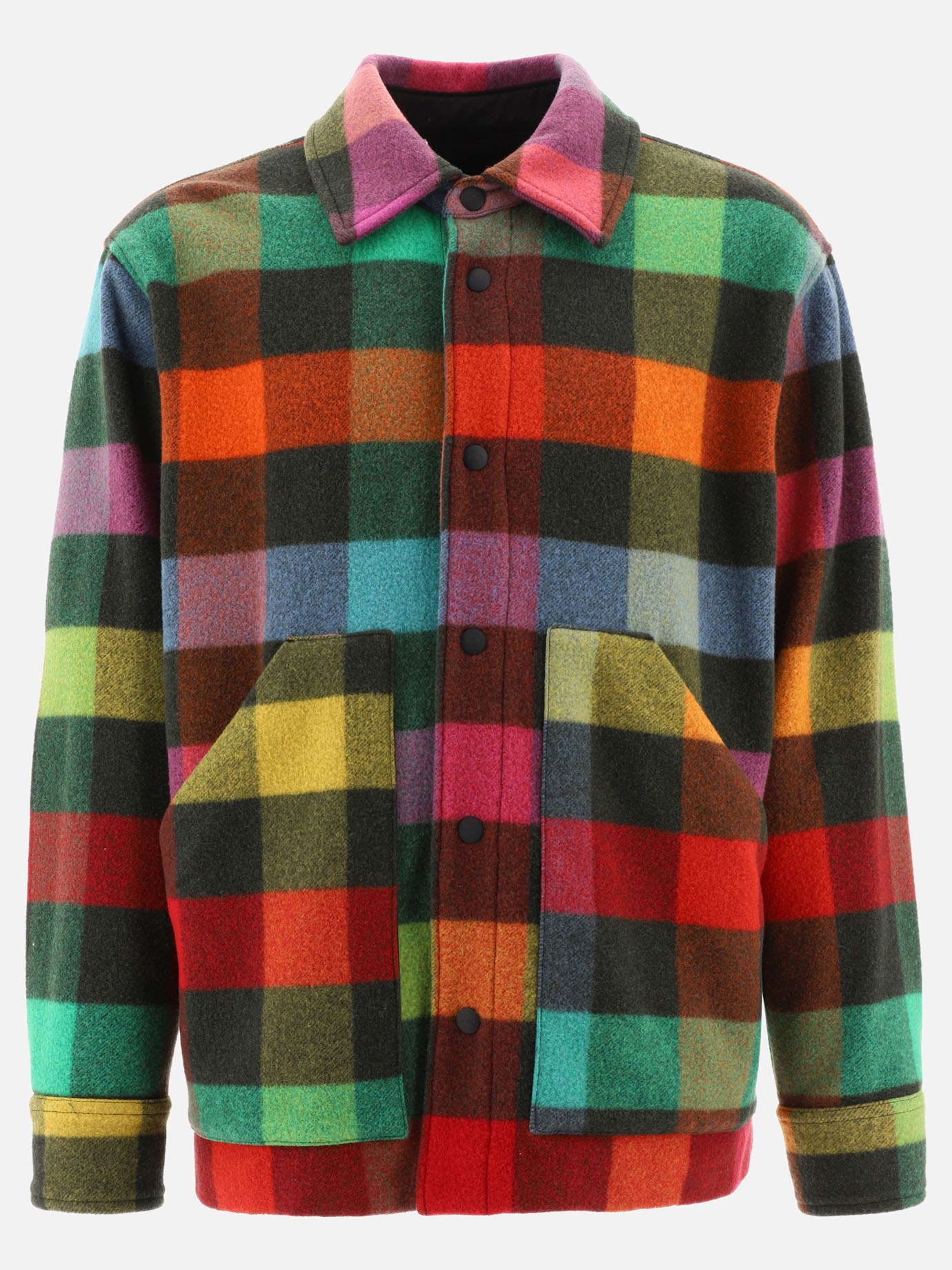 Overshirt in lana con motivo checkby Msgm - 0