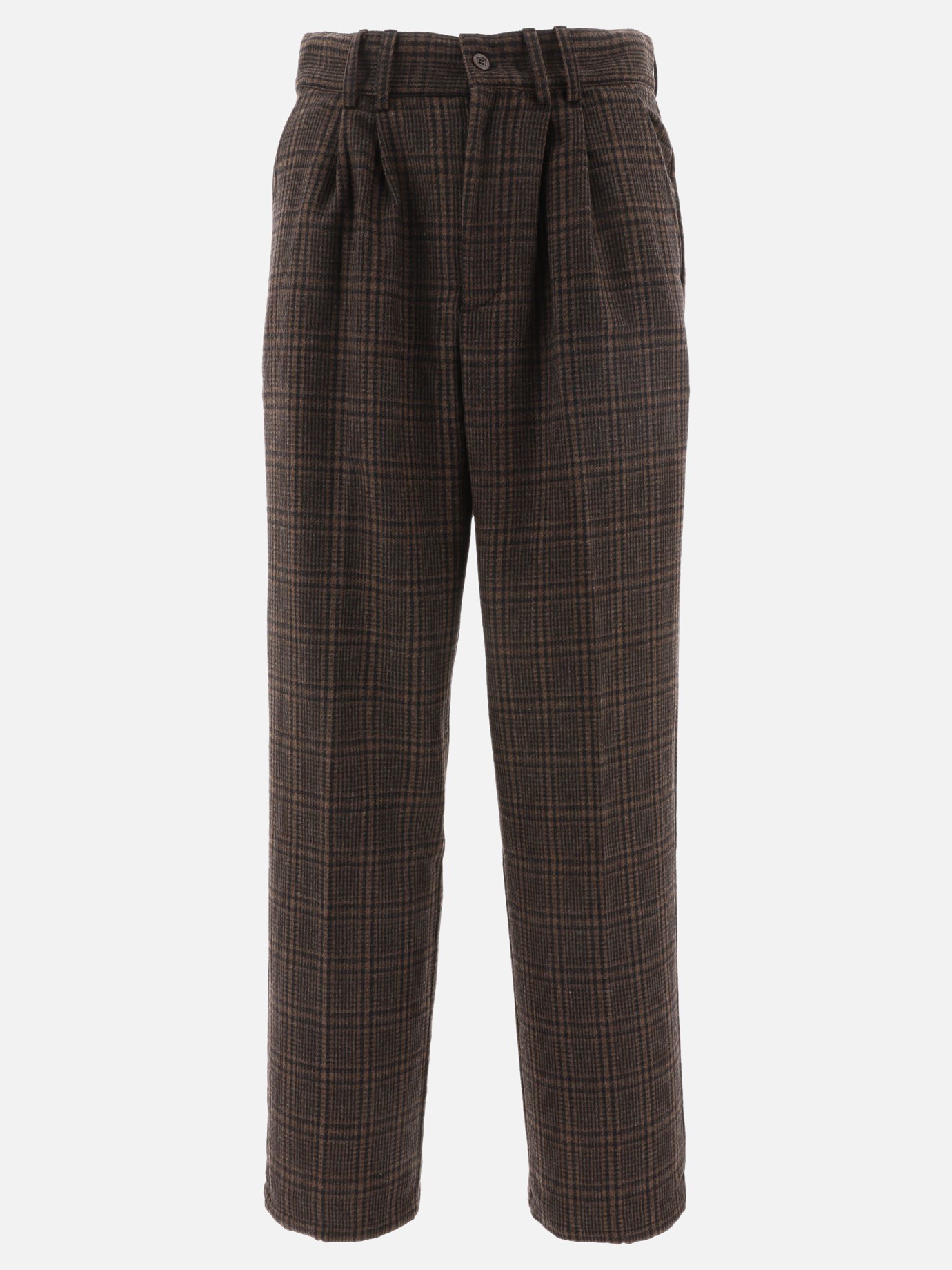 Checked pleated trousers