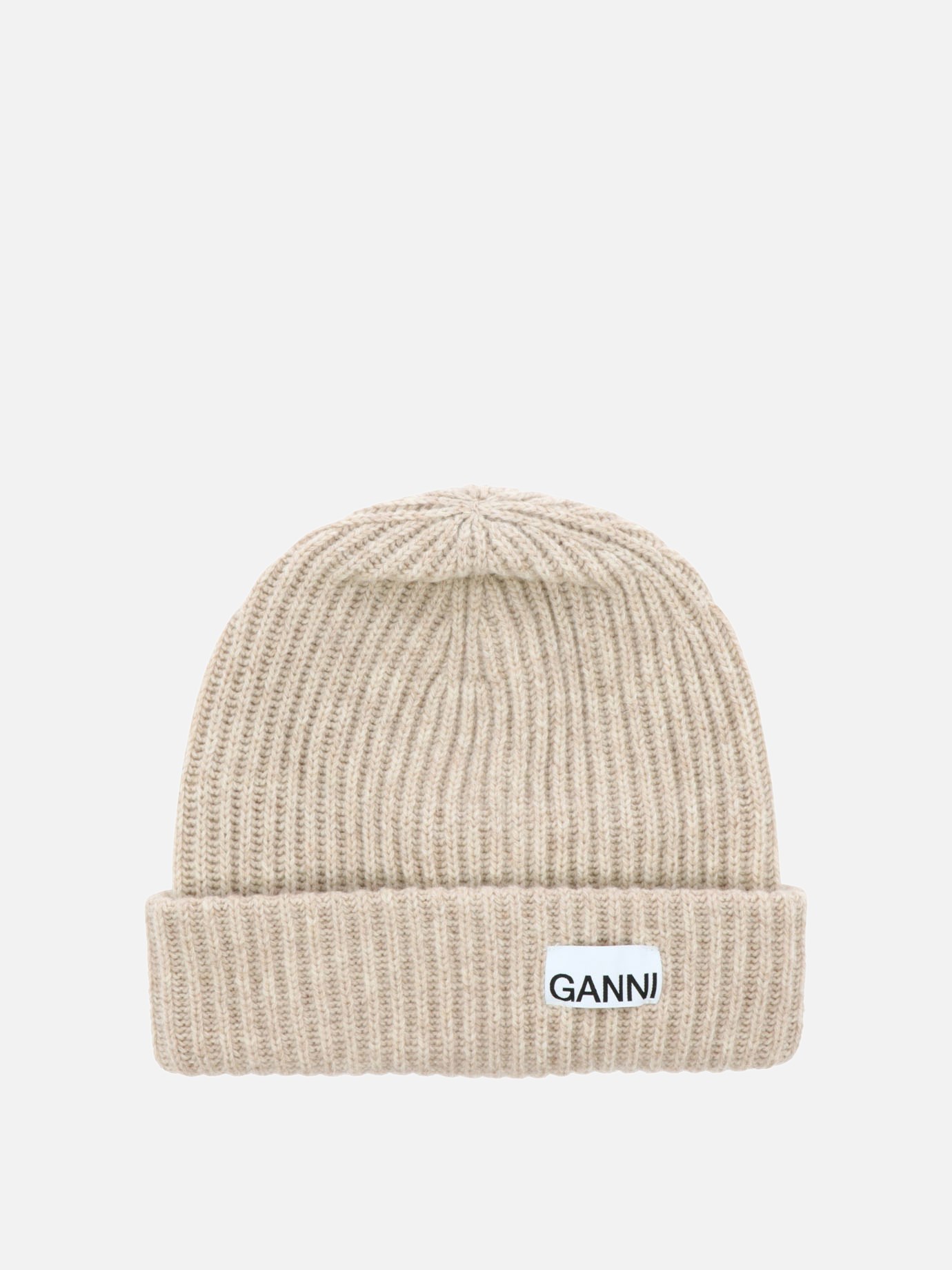 Ribbed beanie with patchby Ganni - 8
