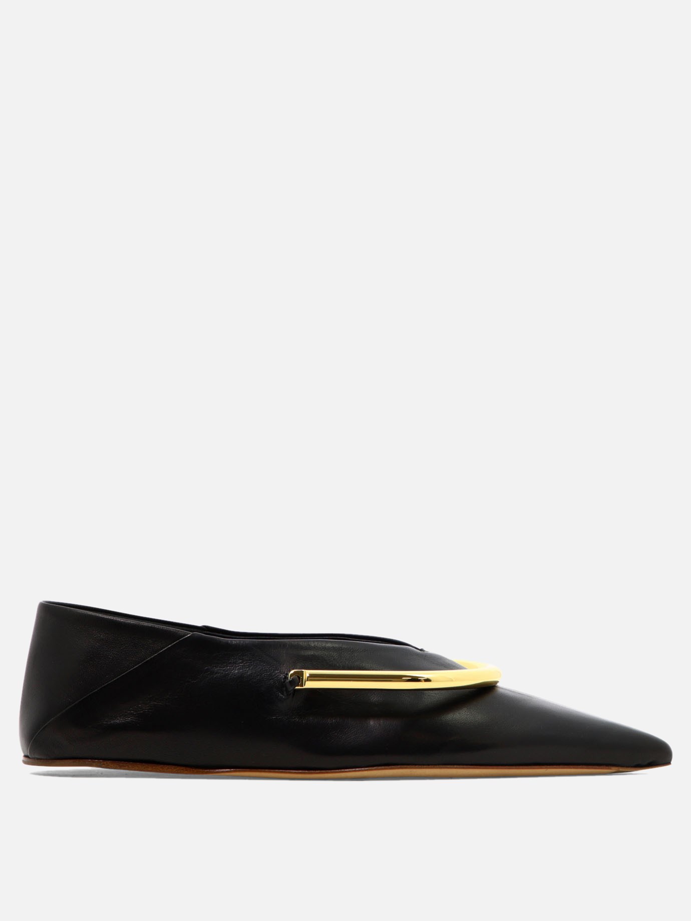 Flat pointed-toe ballet flats with metal detail