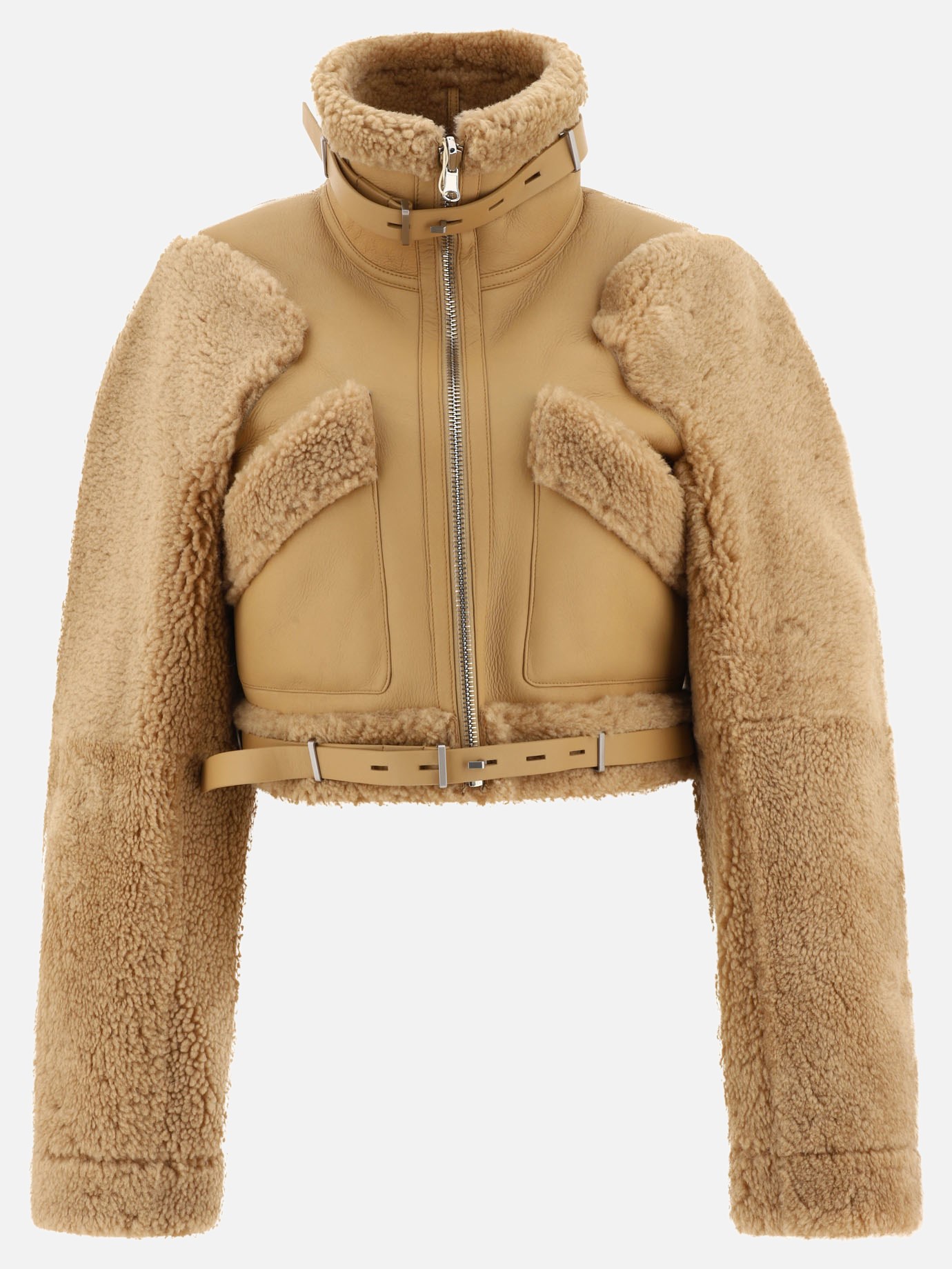 Shearling cropped reversibile