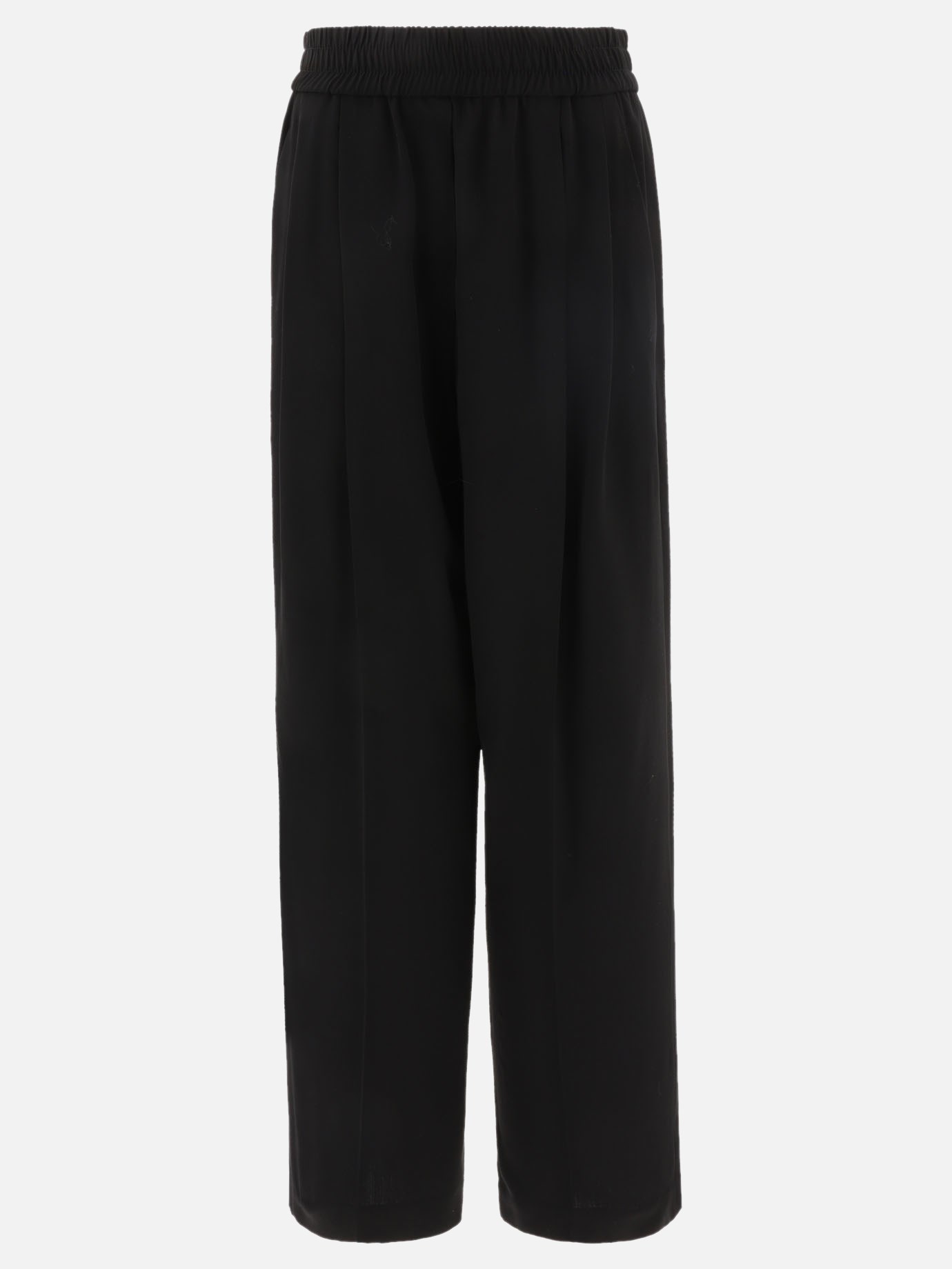 Wide trousers with elasticated waist